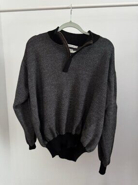 Peter Millar Merino Wool Quarter Zip Sweater Men's XL Gray Black Golf